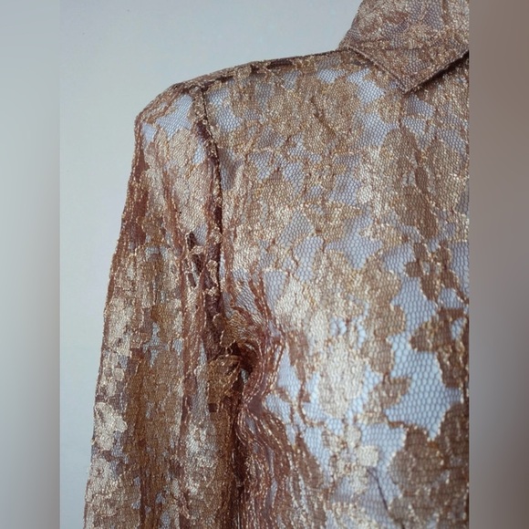 Chico’s Sheer Lace Button-Down Blouse Size 0 - Picture 5 of 10